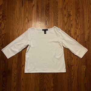 Dialogue 3/4 Sleeve Pima Cotton Blend Top – White – Size Large